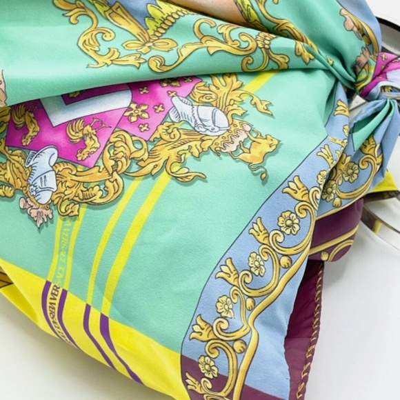 Versace *Rare* La Medusa Multicolor Scarf Woven Palm Tote w/ Crossbody Strap - Picture 7 of 16